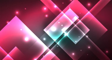 Işık arka plan hipster tarzıNeon geometrik soyut arka plan. Uzay retro tasarım. Renk geometrik desen. Kare şekil soyut arka plan.