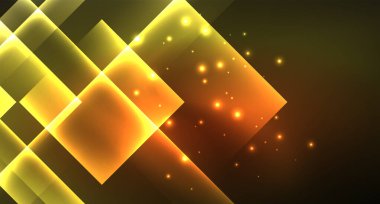 Parlak neon tasarım kare şekil soyut arka plan. Retro vektör soyut tasarım afiş şablonu