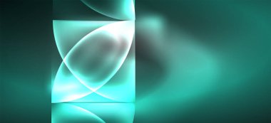 Neon parlayan techno hatları, Hi-Tech futuristik soyut arka plan. Koyu uzayda soyut şekiller ile şablon