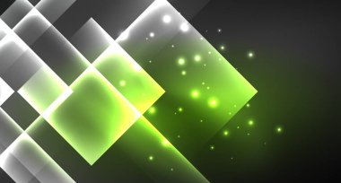 Siyah, modern şablon neon parlak renk kareler