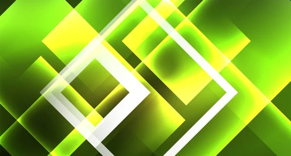 Fényes neon design négyzet alakú absztrakt háttér. Retro vektor absztrakt design banner sablon — Stock Vector
