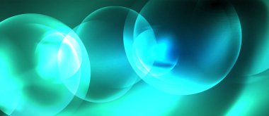 Mavi Neon kabarcıklar ve daireler soyut arka plan, futuristik büyü techno tasarım