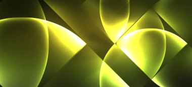 Techno parlayan cam geometrik şekiller vektör arka plan, Neon ışık efektleri ve basit formları ile futuristik karanlık şablon