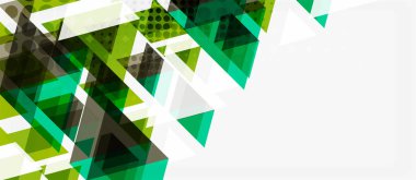 Beyaz arka plan üzerinde çok renkli mozaik üçgen geometrik tasarımlı afiş. Soyut doku. Vektör illüstrasyon tasarım şablonu.