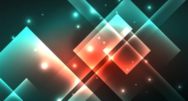 Işık arka plan hipster tarzıNeon geometrik soyut arka plan. Uzay retro tasarım. Renk geometrik desen. Kare şekil soyut arka plan.