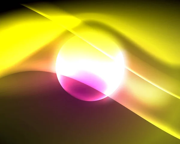 Блестящий цвет ярко-неоновый абстрактный волновой шаблон. Абстрактный яркий свет. Неоновый световой эффект. Космический фон. Абстрактная форма — стоковый вектор