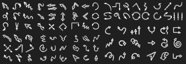 El çizimi ok simgeleri mega koleksiyon, yön sembolleri, karalamalar