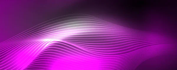 Neon vector wave lines abstract background, magic futuristic techno design — Stock Vector