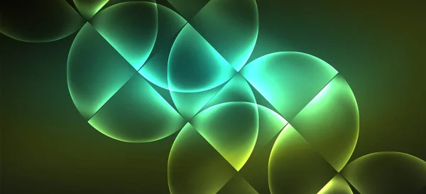 Techno parlayan cam geometrik şekiller vektör arka plan, Neon ışık efektleri ve basit formları ile futuristik karanlık şablon — Stok Vektör