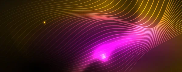 Linhas de néon brilhante techno fundo futurista mágico, conceito de luz de espaço de energia mágica, design de papel de parede de fundo abstrato —  Vetores de Stock
