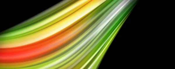 Líneas de onda de color líquido fluido, efecto de luz brillante y colorido, plantilla de composición abstracta. Patrón abstracto de tecnología geométrica. Concepto de movimiento — Vector de stock