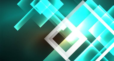 Parlak neon tasarım kare şekil soyut arka plan. Retro vektör soyut tasarım afiş şablonu