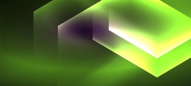 Parlak altıgen Neon şablonu. Fütüristik dijital teknoloji konsepti. Vektör soyut grafik tasarım.