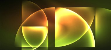Techno parlayan cam geometrik şekiller vektör arka plan, Neon ışık efektleri ve basit formları ile futuristik karanlık şablon