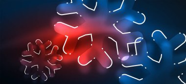 Bulanık Noel kar tanesi soyut arka plan, stilize minimal tasarım, Neon parlayan renkler. Vektör Neon arka plan. Kar arka planı