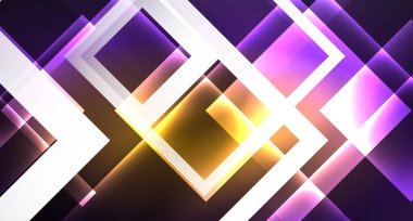 Siyah, modern şablon neon parlak renk kareler