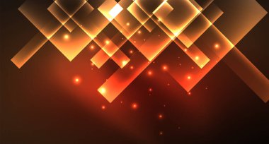 Parlak neon tasarım kare şekil soyut arka plan. Retro vektör soyut tasarım afiş şablonu