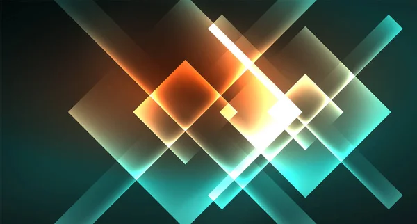 Neon geometrischer abstrakter Hintergrund im Hipster-Stil auf hellem Hintergrund. Raum Retro-Design. Geometrisches Farbmuster. quadratische Form abstrakter Hintergrund. — Stockvektor