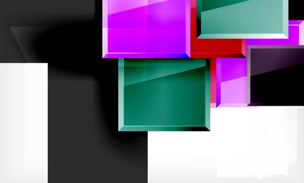 Parlak renkli kare şekil blokları geometrik arka plan — Stok Vektör