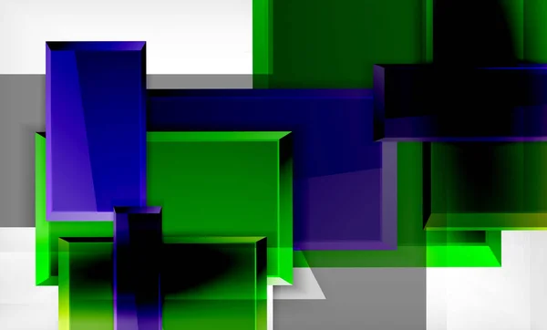 Warna-warni terang bentuk persegi blok latar geometris - Stok Vektor