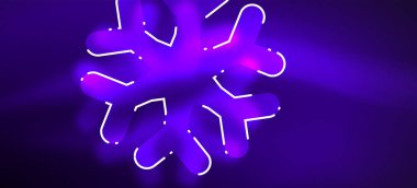 Bulanık Noel kar tanesi soyut arka plan, stilize minimal tasarım, Neon parlayan renkler. Vektör Neon arka plan. Kar arka planı