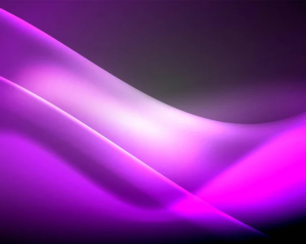 Ruang gelap dengan cahaya neon mengkilap gelombang gerak cahaya. Elemen grafis konsep abstrak. Latar belakang vektor neon. Latar belakang teknologi - Stok Vektor