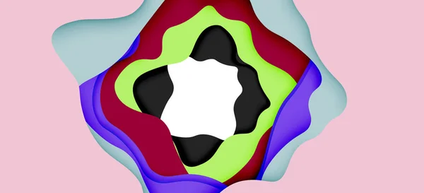 Modello geometrico astratto. Strati di carta 3d ritagliare sfondo onda colorata. Origami ritagliare onde astratte per lo sfondo web — Vettoriale Stock