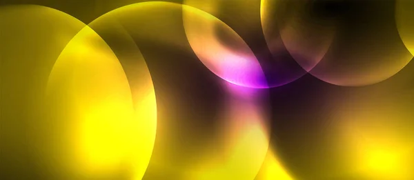 Cahaya warna neon berkilau dengan latar belakang abstrak lingkaran - Stok Vektor
