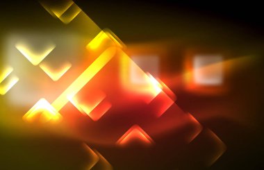 Siyah Neon parlak ışık hatları, techno modern şablon