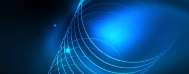 Neon parlayan techno hatları, Hi-Tech futuristik soyut arka plan şablonu, vektör