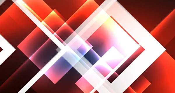 Néon rayonnant techno carré rectangle lignes, bleu salut-tech futuriste fond abstrait — Image vectorielle