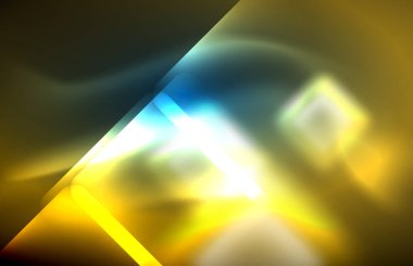 Neon parlayan techno hatları, yüksek teknoloji fütüristik arka plan şablonu kare şekilleri ile