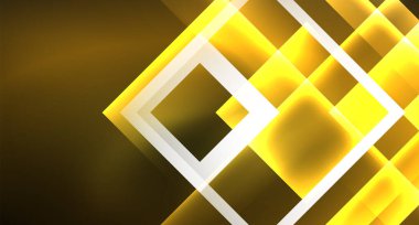 Parlak neon tasarım kare şekil soyut arka plan. Retro vektör soyut tasarım afiş şablonu