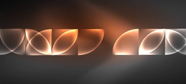 Neon parlayan techno hatları, Hi-Tech futuristik soyut arka plan. Koyu uzayda soyut şekiller ile şablon