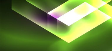 Parlak altıgen Neon şablonu. Fütüristik dijital teknoloji konsepti. Vektör soyut grafik tasarım.