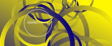 Soyut arkaplan. Geometrik daireler ve akışkan gradyan. Çizgi tasarımı, yüksek teknolojili dijital illüstrasyon. Duvar kağıdı, afiş, arkaplan, kart, kitap illüstrasyonu için vektör illüstrasyonu