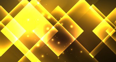 Parlak neon tasarım kare şekil soyut arka plan. Retro vektör soyut tasarım afiş şablonu