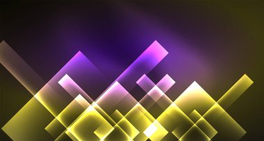 Parlak neon tasarım kare şekil soyut arka plan. Retro vektör soyut tasarım afiş şablonu