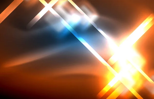 ネオン輝くテクノ ライン、正方形形状のハイテクの未来的な抽象的な背景テンプレート — ストックベクタ