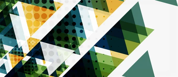 Banner con diseño geométrico de triángulo de mosaico multicolor sobre fondo blanco. Textura abstracta. plantilla de diseño de ilustración vectorial . — Vector de stock