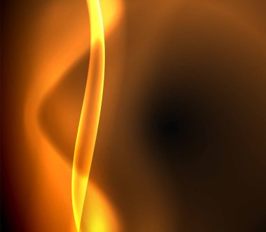 Parlak neon ışık hareket dalgaları ile karanlık alan. Soyut konsept grafik elemanı. Vektör Neon arka plan. Teknoloji arka planı