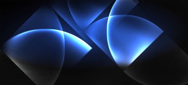 Neon parlayan techno hatları, Hi-Tech futuristik soyut arka plan. Koyu uzayda soyut şekiller ile şablon