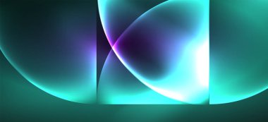 Neon parlayan techno hatları, Hi-Tech futuristik soyut arka plan. Koyu uzayda soyut şekiller ile şablon