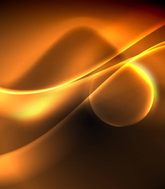 Parlak neon ışık hareket dalgaları ile karanlık alan. Soyut konsept grafik elemanı. Vektör Neon arka plan. Teknoloji arka planı