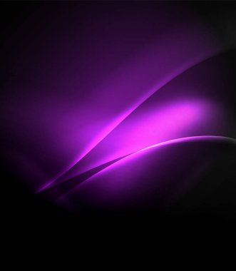 Parlak neon ışık hareket dalgaları ile karanlık alan. Soyut konsept grafik elemanı. Vektör Neon arka plan. Teknoloji arka planı