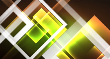 Parlak neon tasarım kare şekil soyut arka plan. Retro vektör soyut tasarım afiş şablonu