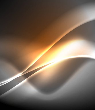 Parlak neon ışık hareket dalgaları ile karanlık alan. Soyut konsept grafik elemanı. Vektör Neon arka plan. Teknoloji arka planı