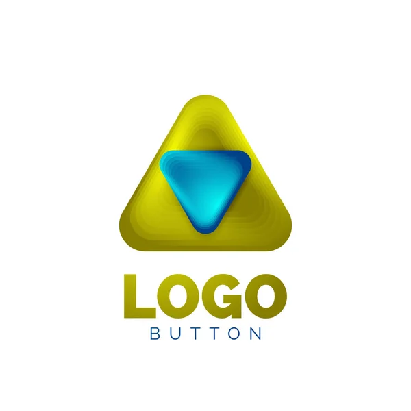Lejátszás, nyíl vagy letöltés gomb ikon, minimális tervezési üzleti logó sablon. 3D-s geometrikus félkövér domborműves stílus színes keverék lépések hatása. Vektor illusztráció Tapéta, Banner, Háttér, Kártya — Stock Vector