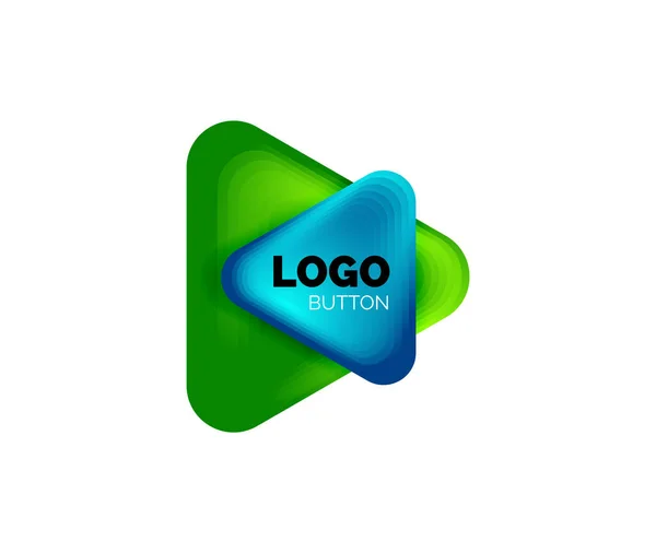 Play, Pfeil oder Download-Taste Symbol, minimales Design Business-Logo-Vorlage. 3D geometrische Fett im Relief-Stil mit Farbüberblendungseffekt. Vektor-Illustration für Tapete, Banner, Hintergrund, Karte — Stockvektor