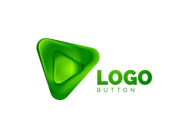 Juega, flecha o descargar icono de botón, diseño mínimo de la plantilla de logotipo de negocios. 3d geométrico negrita en estilo de relieve con efecto de pasos de mezcla de color. Ilustración vectorial para fondo de pantalla, Banner, Fondo, Tarjeta — Vector de stock